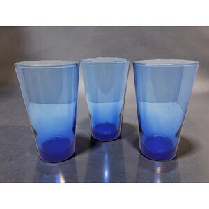 vintage Libbey set of 3 cobalt blue drinking glasses